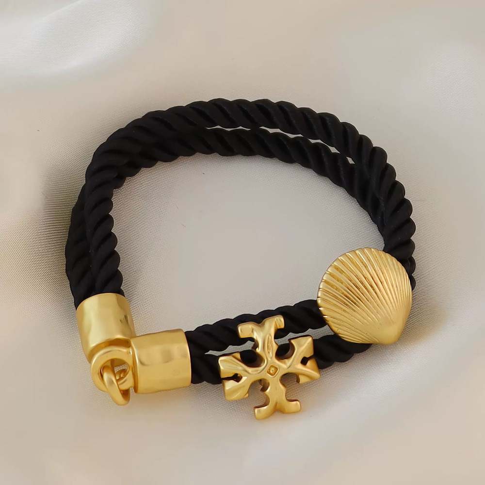 Tory Burch Seashell Logo Double Braided Bracelet